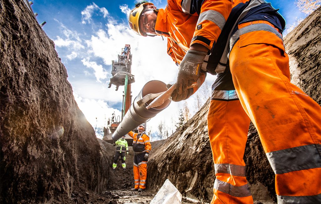 Vesijohtoverkoston työmaalla