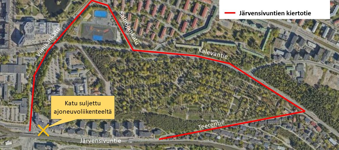 Kartta Järvensivuntien kiertotiestä