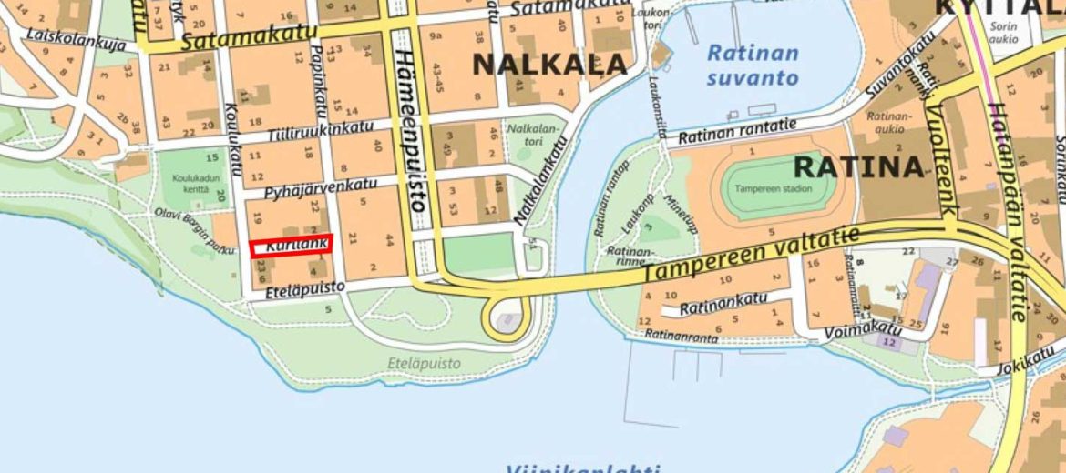 Kartta siitä, missä Kurilankatu sijaitsee.