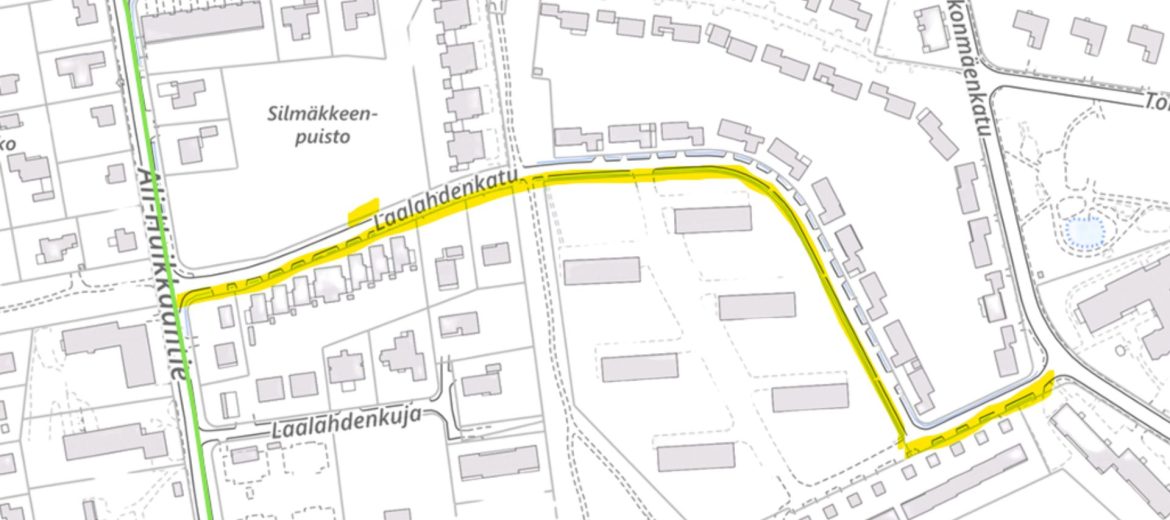 Karttakuva Laalahdenkadun työmaasta